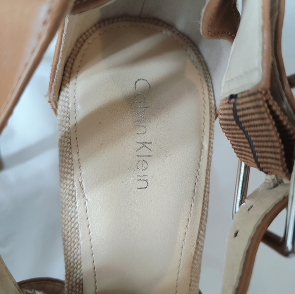 Calvin Klein Women's Brown and Tan Canvas and Leather Heels Size 10 - Picture 10 of 11